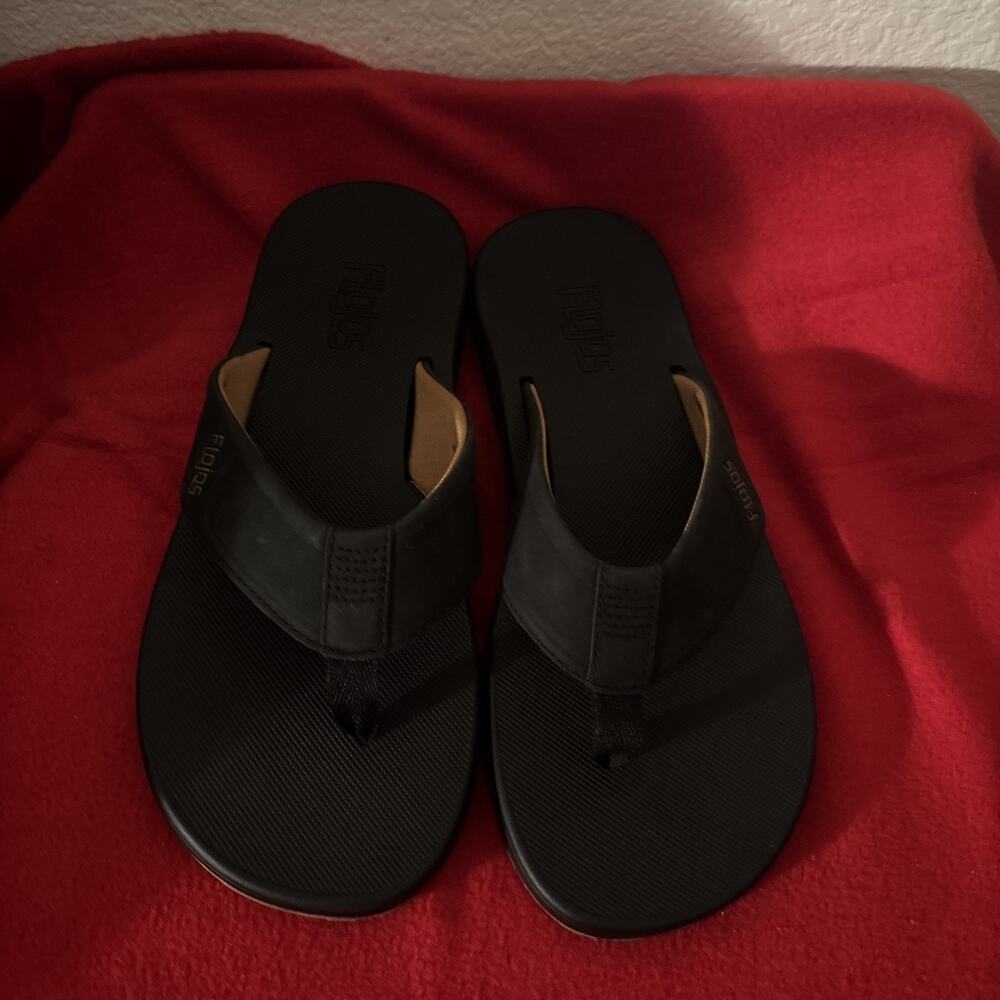Flojos Men's Memory Foam Sandals Flip Flops size 10 Black new